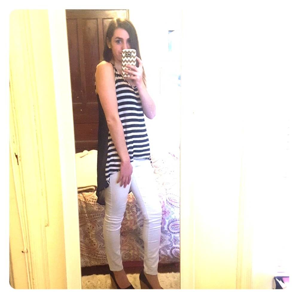 Black and white knit tank top